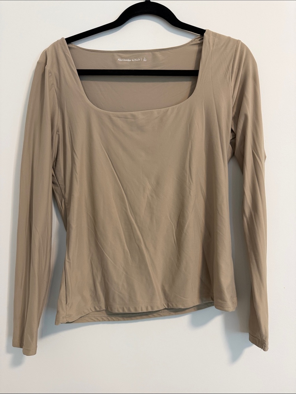 Abercrombie & Fitch Taupe Scoop Neck Long-Sleeve Top